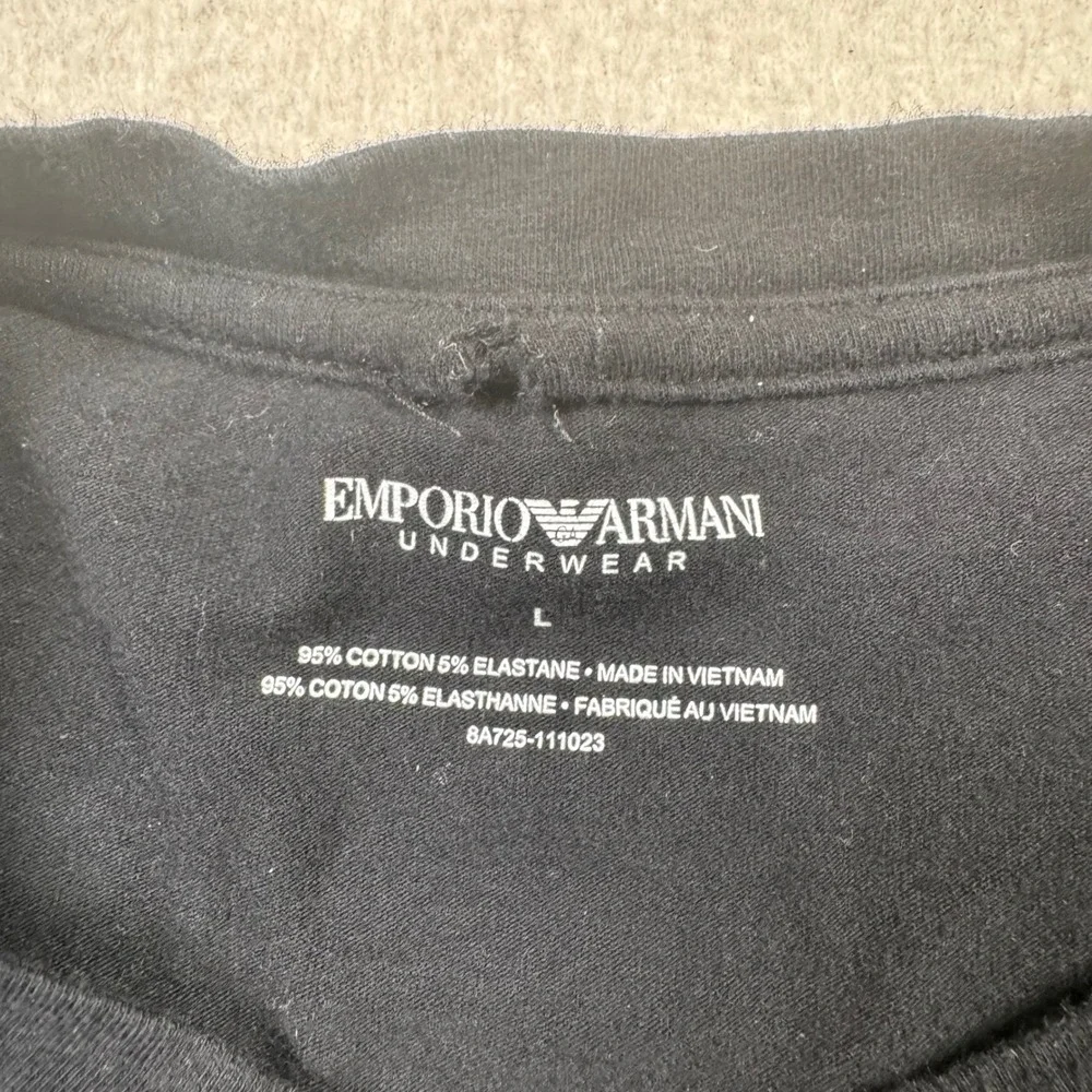 Emporio Armani Long Sleeve Shirt Mens Large Black Good Back Graphic Logo Tee